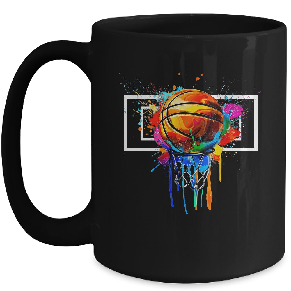Colorful Basketball Hoop Net Tie Dye Color Splash Mug | siriusteestore