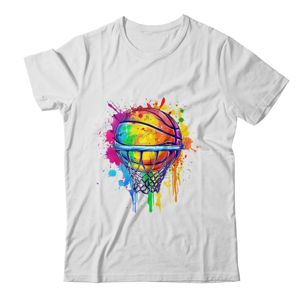 Colorful Basketball Tie Dye Color Splash Basketball Hoop Net Shirt & Tank Top | siriusteestore