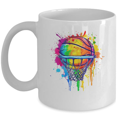 Colorful Basketball Tie Dye Color Splash Basketball Hoop Net Mug | siriusteestore