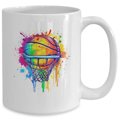 Colorful Basketball Tie Dye Color Splash Basketball Hoop Net Mug | siriusteestore