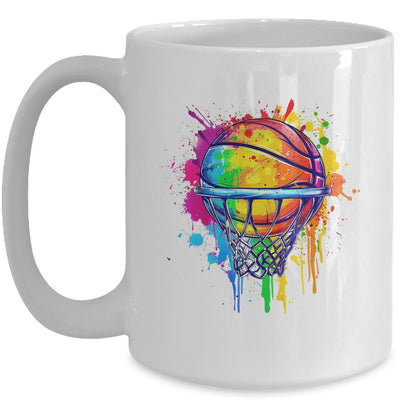 Colorful Basketball Tie Dye Color Splash Basketball Hoop Net Mug | siriusteestore