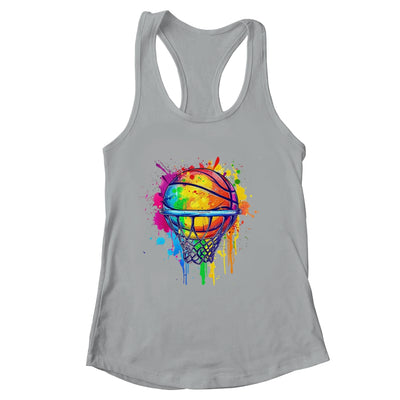 Colorful Basketball Tie Dye Color Splash Basketball Hoop Net Shirt & Tank Top | siriusteestore