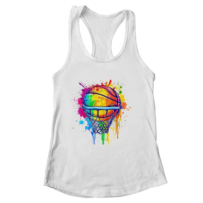 Colorful Basketball Tie Dye Color Splash Basketball Hoop Net Shirt & Tank Top | siriusteestore