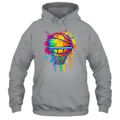 Colorful Basketball Tie Dye Color Splash Basketball Hoop Net Shirt & Tank Top | siriusteestore