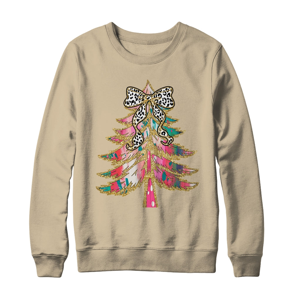 Colorful Bright Christmas Tree Coquette Bow Dalmatian Dots Shirt & Sweatshirt | siriusteestore
