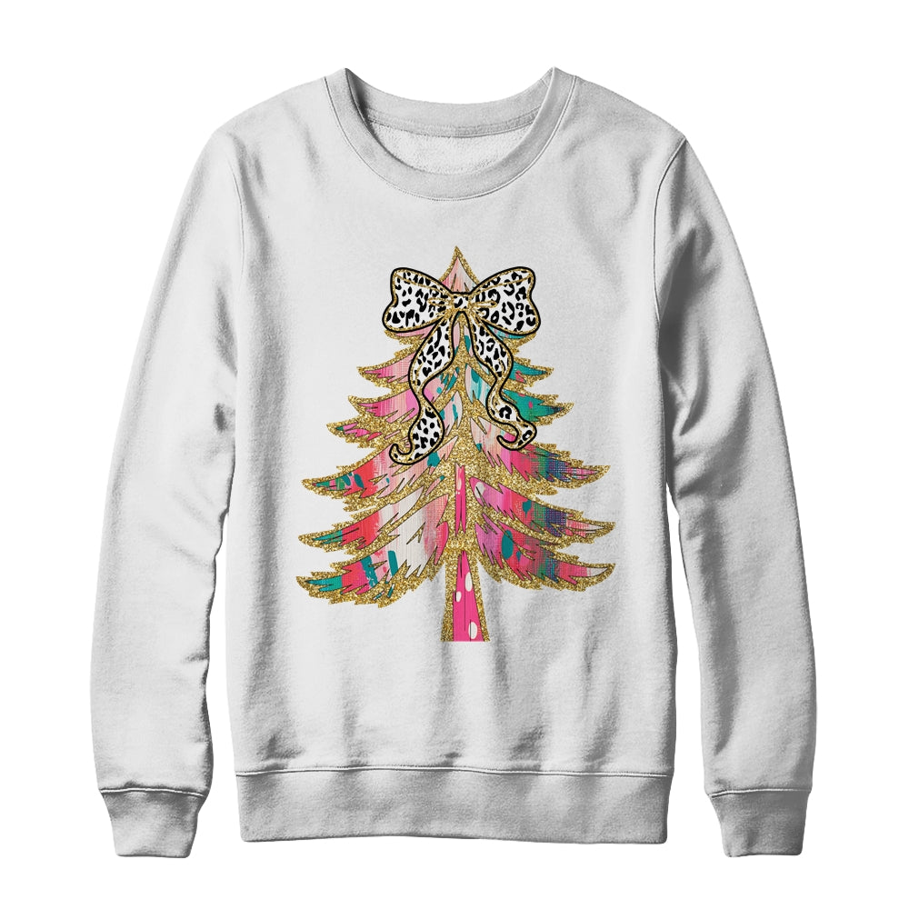 Colorful Bright Christmas Tree Coquette Bow Dalmatian Dots Shirt & Sweatshirt | siriusteestore
