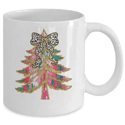 Colorful Bright Christmas Tree Coquette Bow Dalmatian Dots Mug | siriusteestore