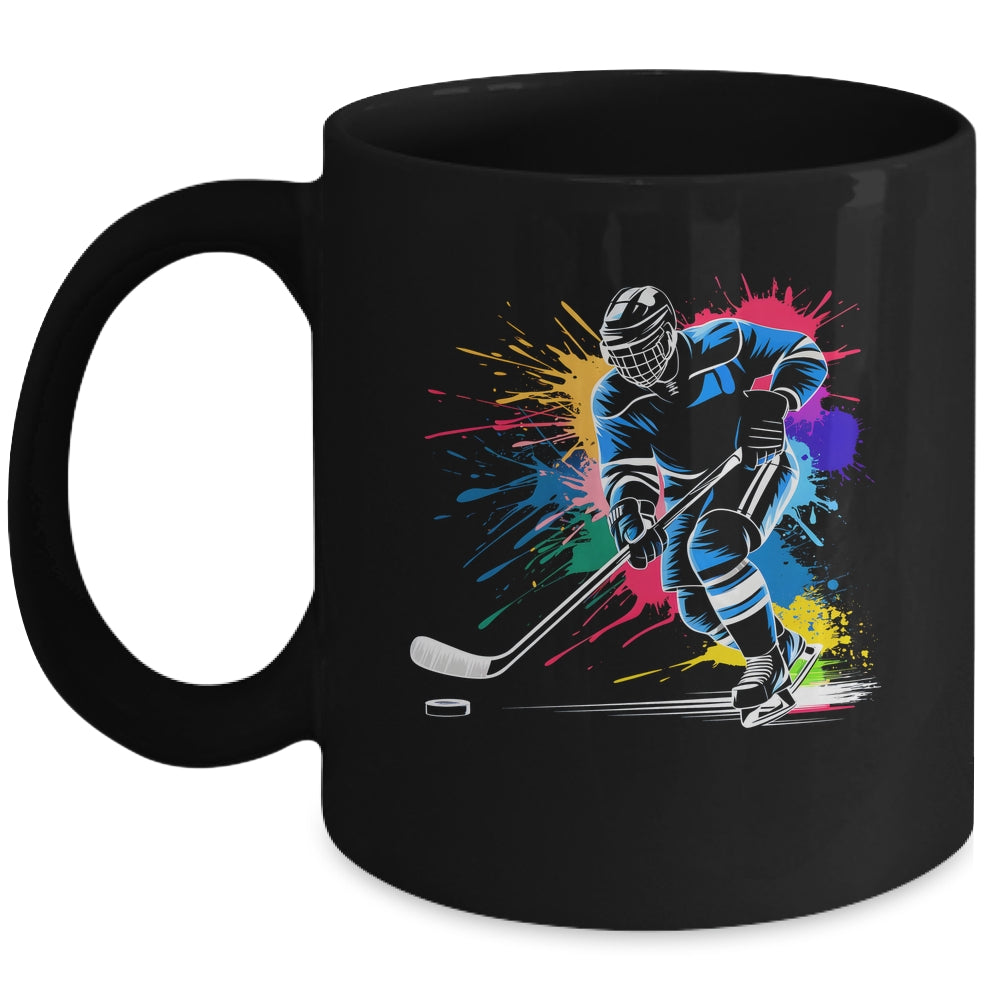 Colorful Ice Hockey Fan Player Tie Dye Color Splash Sports Mug | siriusteestore