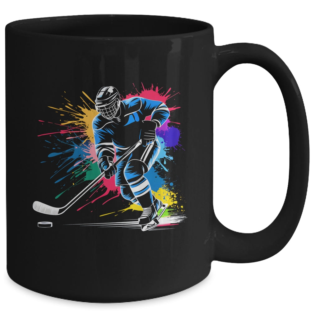 Colorful Ice Hockey Fan Player Tie Dye Color Splash Sports Mug | siriusteestore