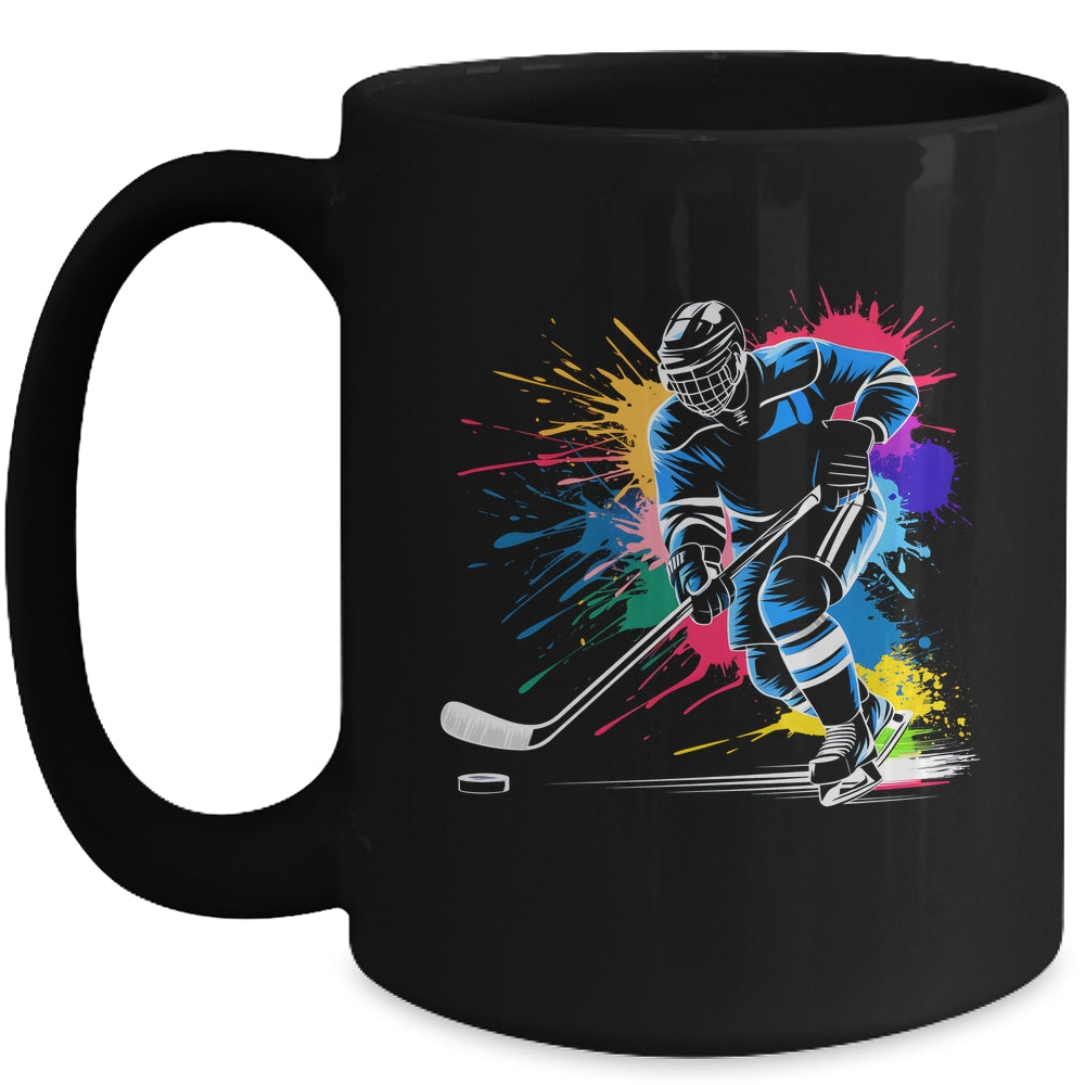 Colorful Ice Hockey Fan Player Tie Dye Color Splash Sports Mug | siriusteestore