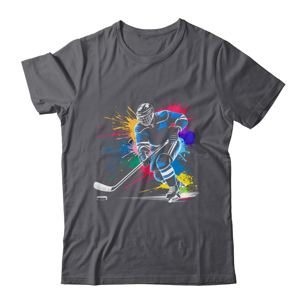 Colorful Ice Hockey Fan Player Tie Dye Color Splash Sports Shirt & Tank Top | siriusteestore