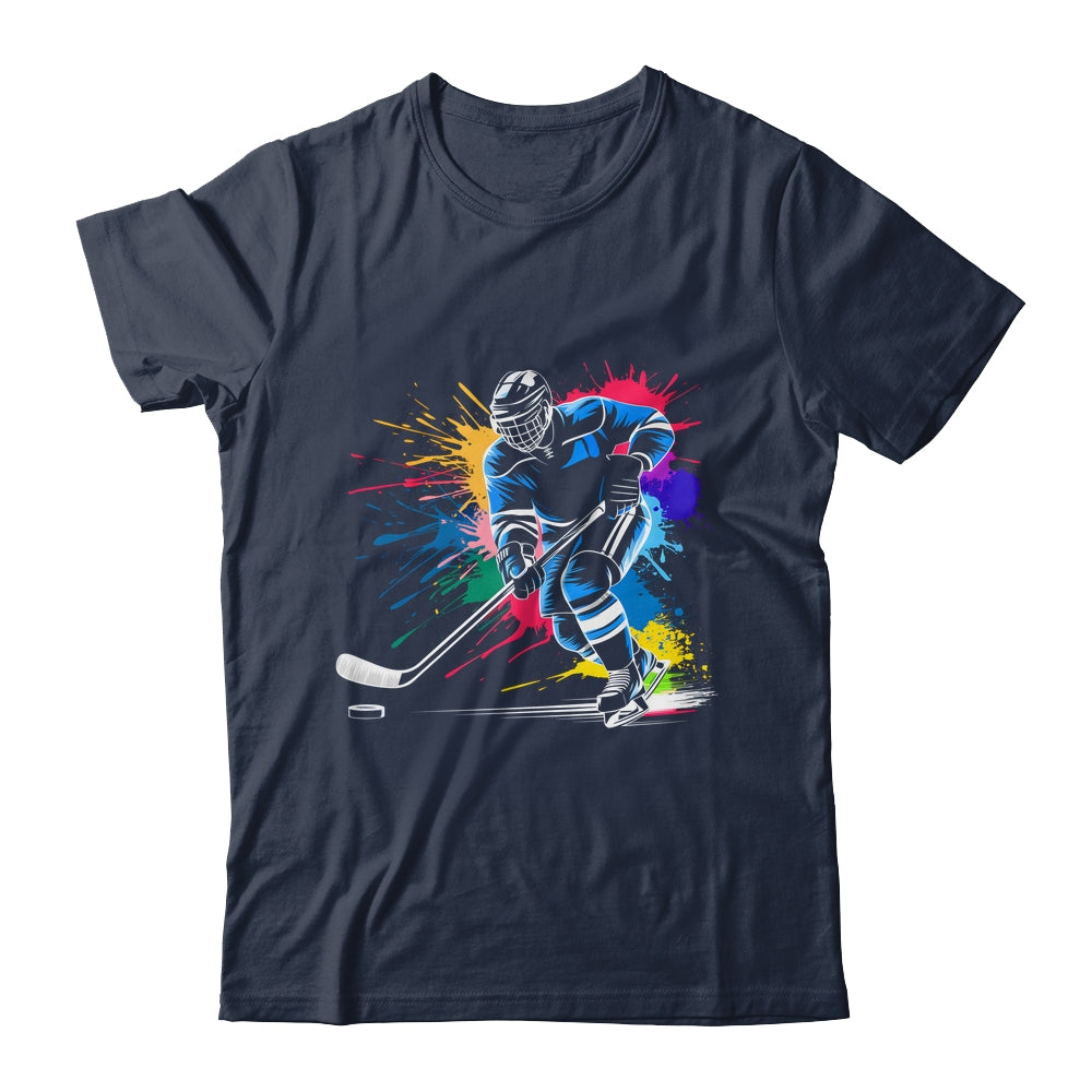 Colorful Ice Hockey Fan Player Tie Dye Color Splash Sports Shirt & Tank Top | siriusteestore
