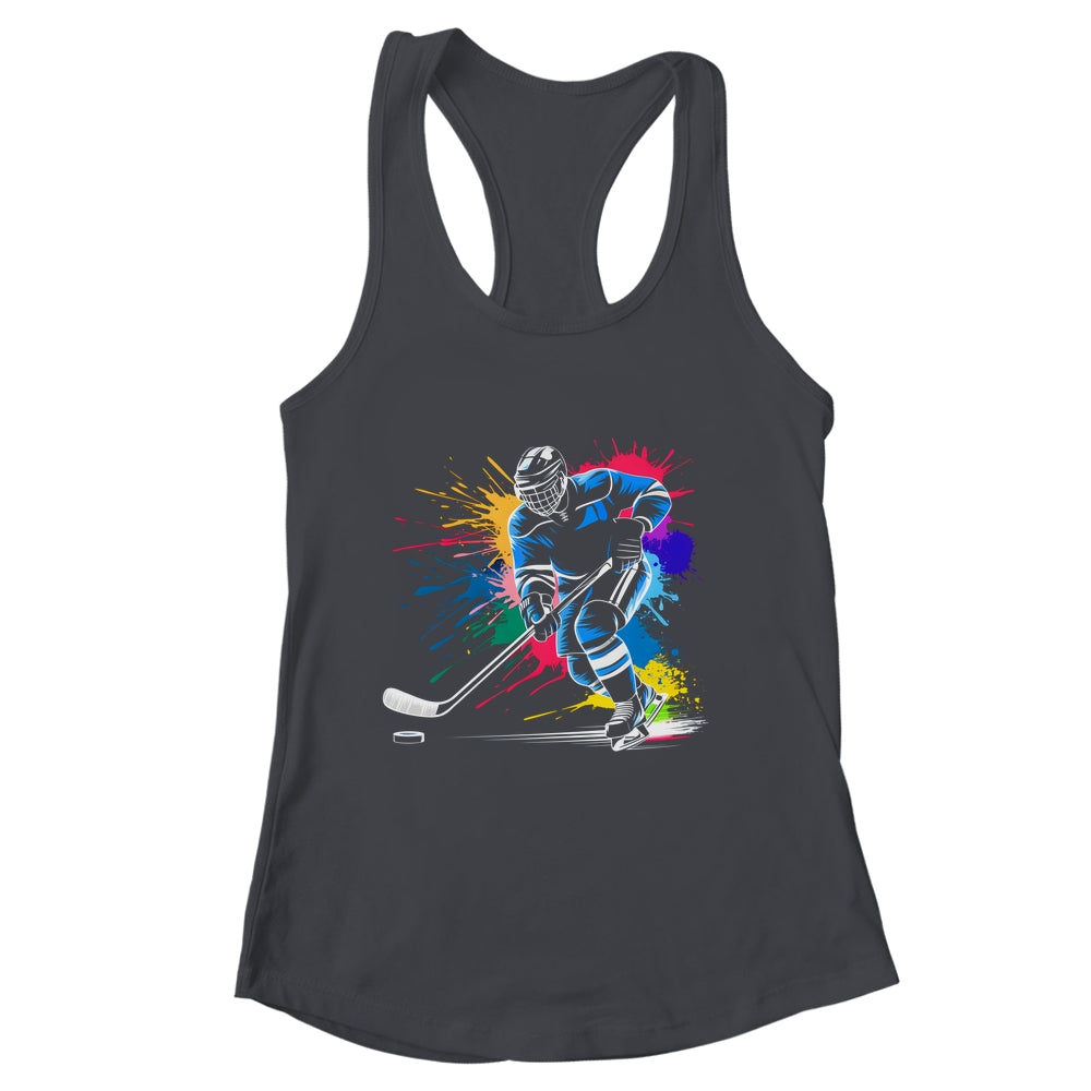 Colorful Ice Hockey Fan Player Tie Dye Color Splash Sports Shirt & Tank Top | siriusteestore