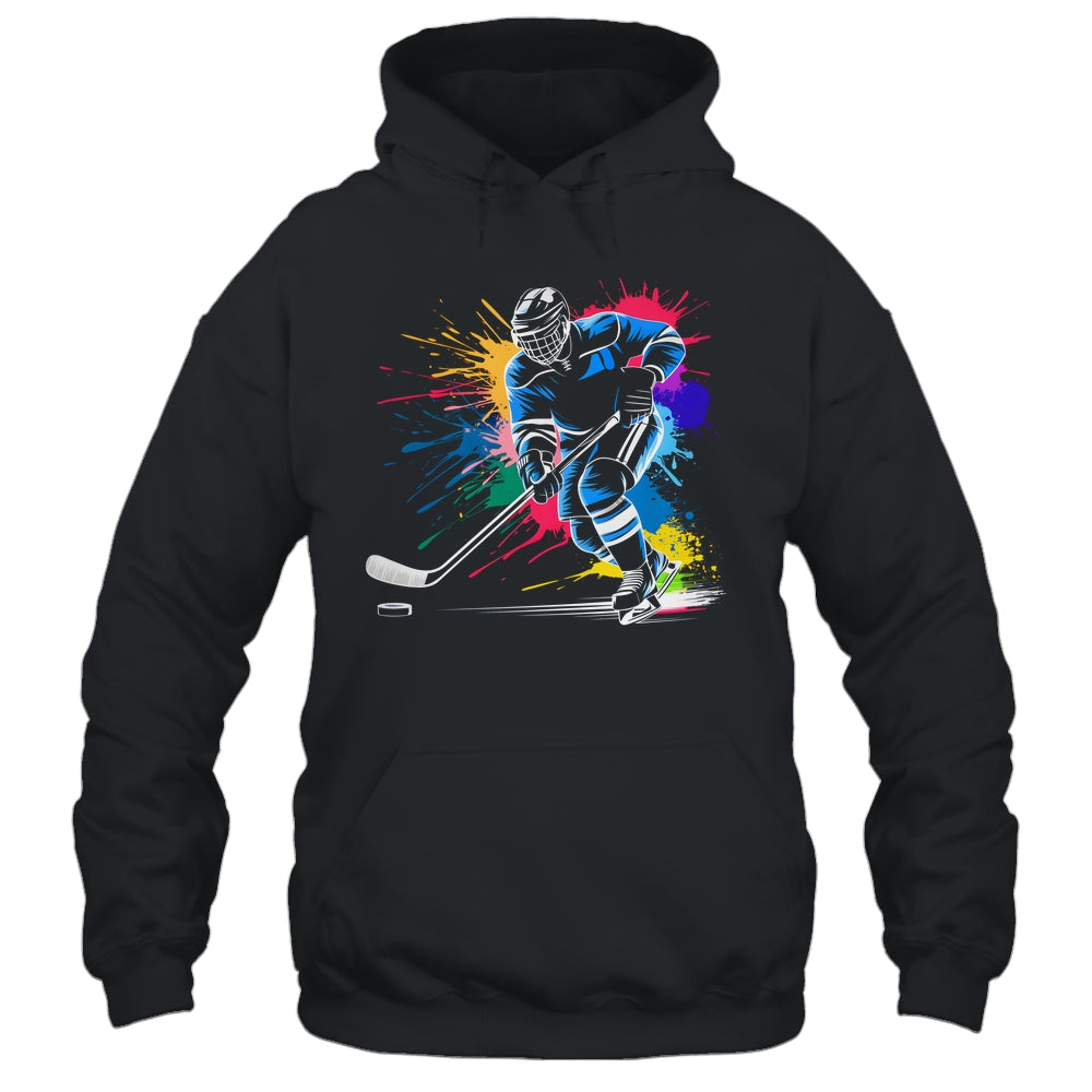 Colorful Ice Hockey Fan Player Tie Dye Color Splash Sports Shirt & Tank Top | siriusteestore