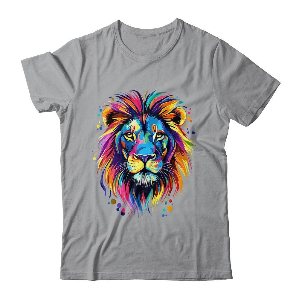Colorful Lion Spirit Animal Multicolor Art Leo Lion Graphic Shirt & Hoodie | siriusteestore