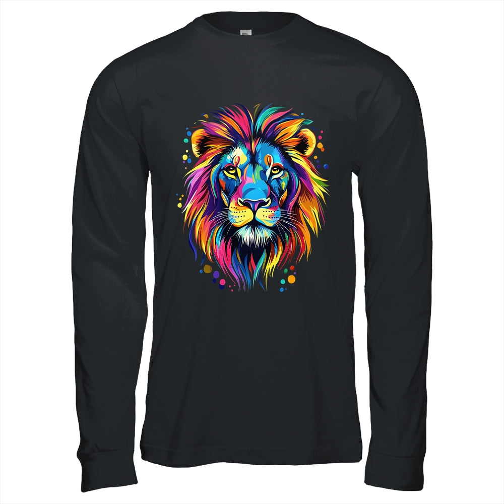 Colorful Lion Spirit Animal Multicolor Art Leo Lion Graphic Shirt & Hoodie | siriusteestore