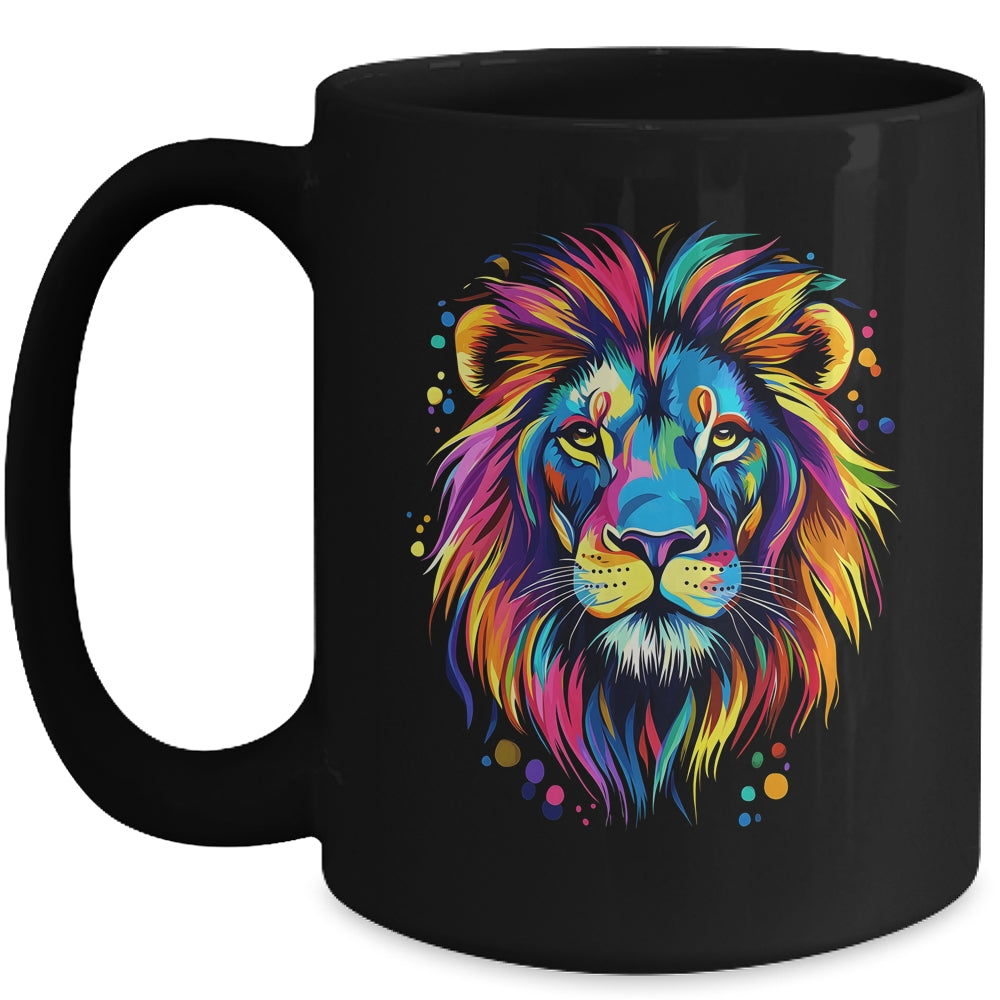 Colorful Lion Spirit Animal Multicolor Art Leo Lion Graphic Mug | siriusteestore