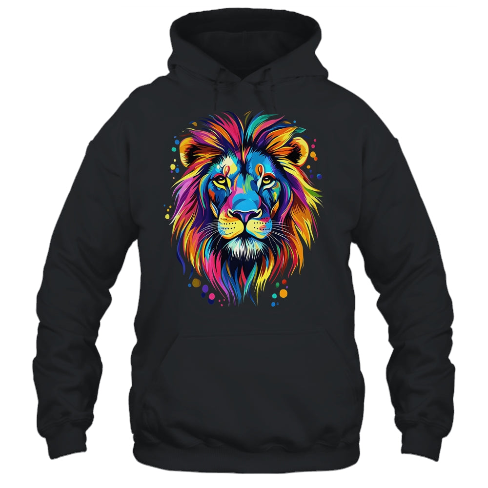 Colorful Lion Spirit Animal Multicolor Art Leo Lion Graphic Shirt & Hoodie | siriusteestore