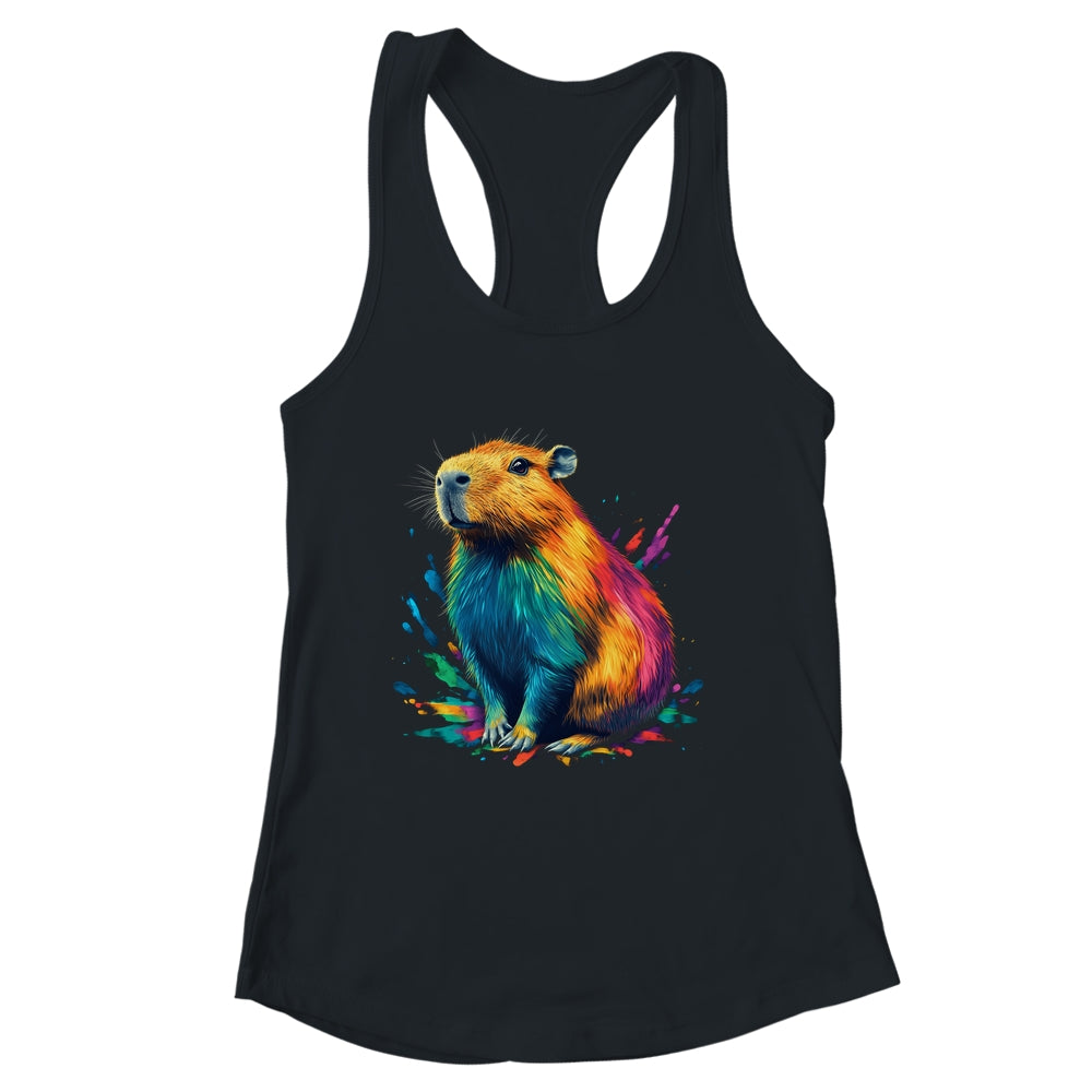 Colorful Watercolor Capybara Art Design For Men Women Kids Shirt & Tank Top | siriusteestore
