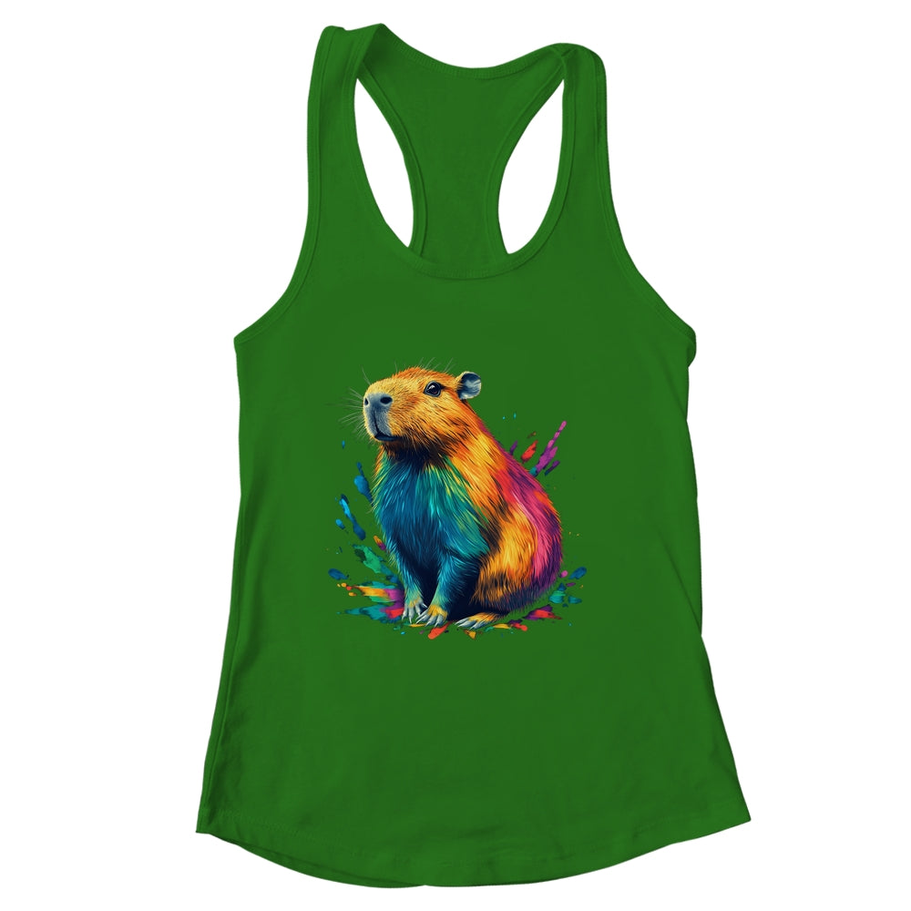 Colorful Watercolor Capybara Art Design For Men Women Kids Shirt & Tank Top | siriusteestore