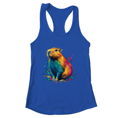 Colorful Watercolor Capybara Art Design For Men Women Kids Shirt & Tank Top | siriusteestore