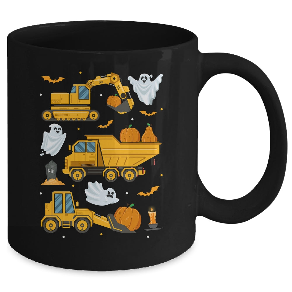 Construction Vehicle Halloween Crane Truck Pumpkin Boys Kids Mug | siriusteestore