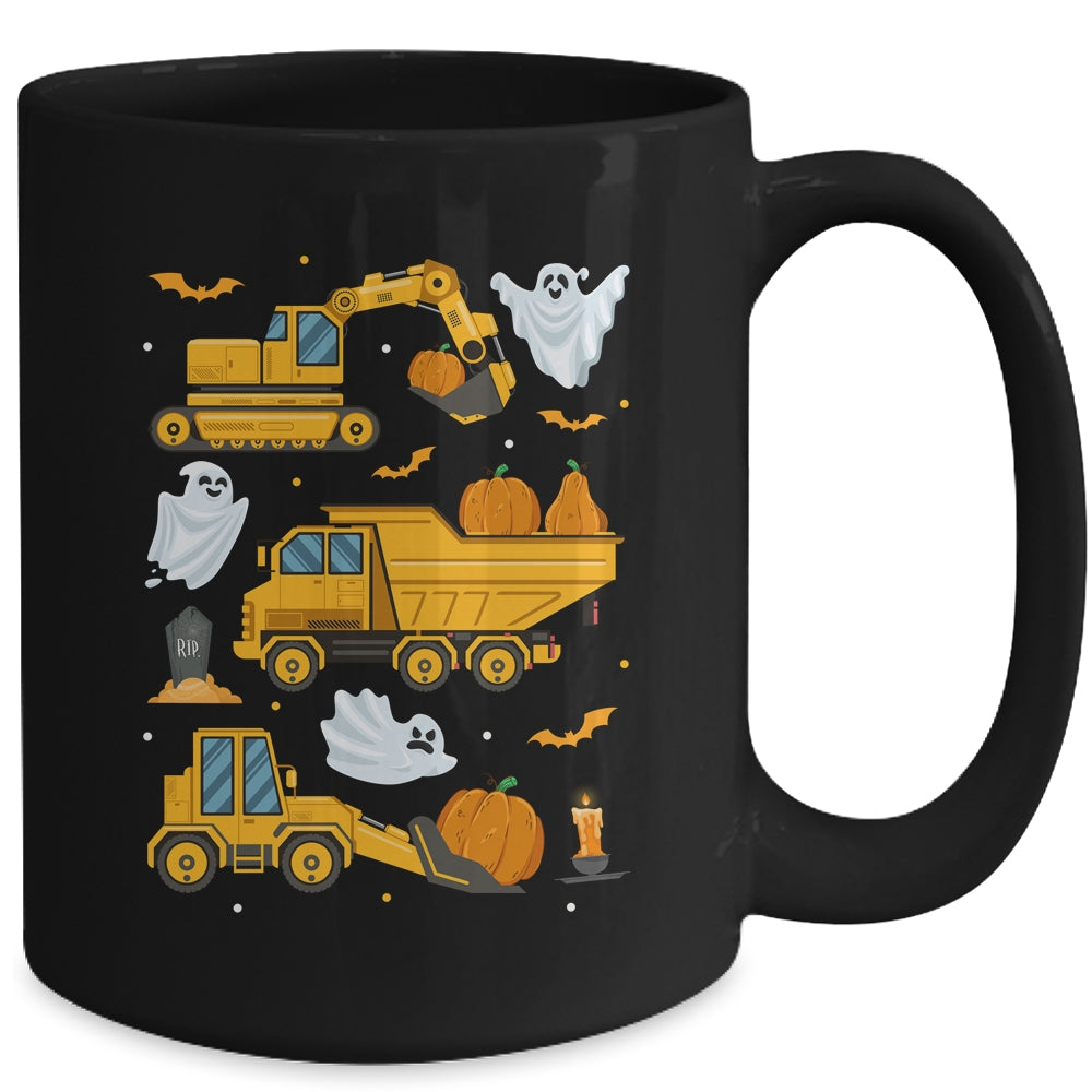 Construction Vehicle Halloween Crane Truck Pumpkin Boys Kids Mug | siriusteestore