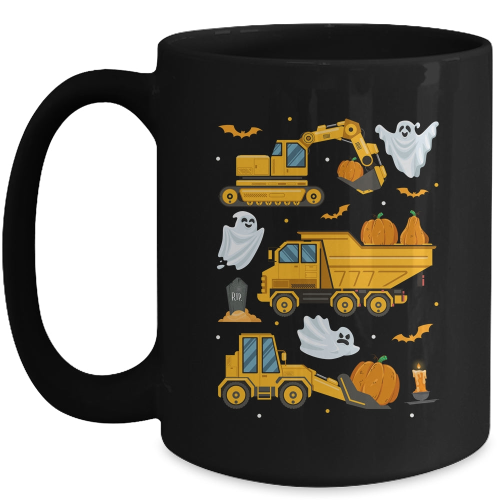 Construction Vehicle Halloween Crane Truck Pumpkin Boys Kids Mug | siriusteestore