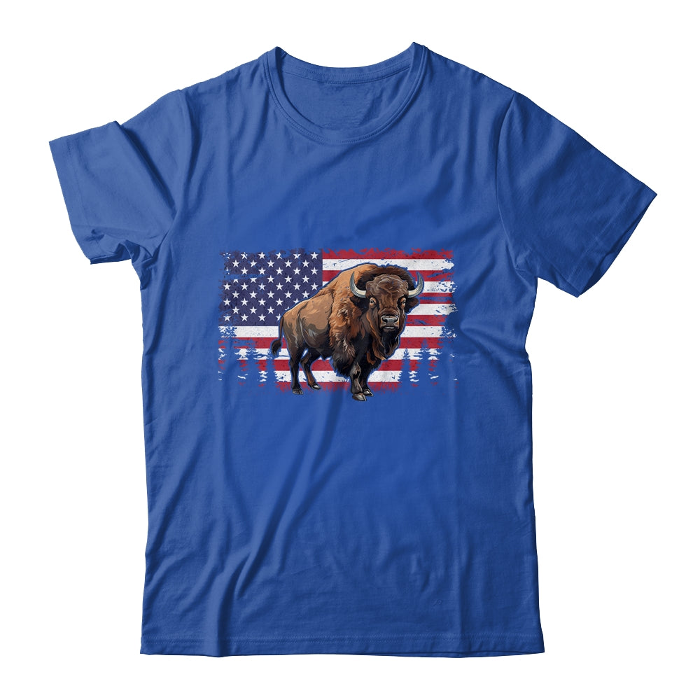 Cool Bison US Flag Design For Men Women Kids Buffalo Bison Shirt & Hoodie | siriusteestore