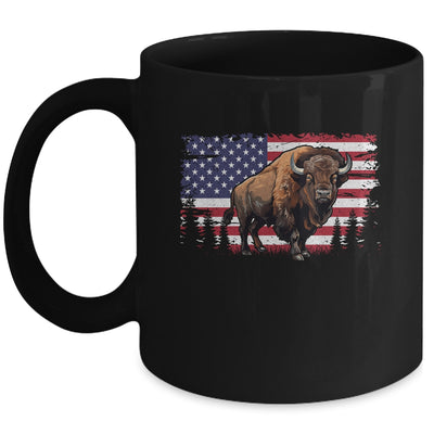 Cool Bison US Flag Design For Men Women Kids Buffalo Bison Mug | siriusteestore
