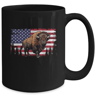 Cool Bison US Flag Design For Men Women Kids Buffalo Bison Mug | siriusteestore