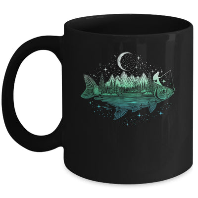 Cool Fish Shaped From Mountains Nature Scene Fishing Lover Mug | siriusteestore