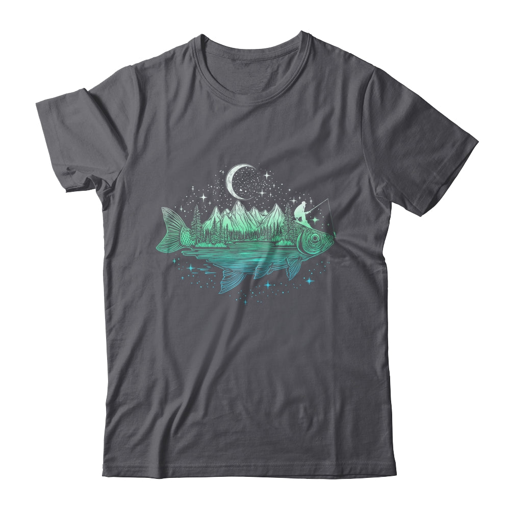 Cool Fish Shaped From Mountains Nature Scene Fishing Lover Shirt & Hoodie | siriusteestore