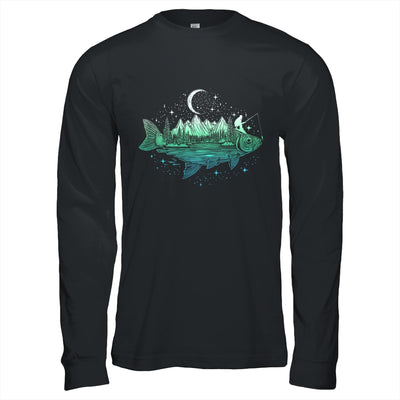 Cool Fish Shaped From Mountains Nature Scene Fishing Lover Shirt & Hoodie | siriusteestore