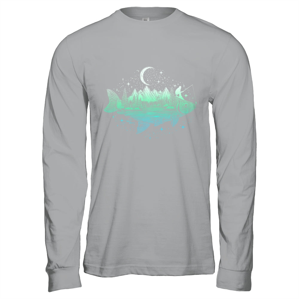 Cool Fish Shaped From Mountains Nature Scene Fishing Lover Shirt & Hoodie | siriusteestore