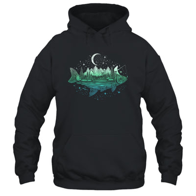 Cool Fish Shaped From Mountains Nature Scene Fishing Lover Shirt & Hoodie | siriusteestore