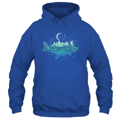 Cool Fish Shaped From Mountains Nature Scene Fishing Lover Shirt & Hoodie | siriusteestore