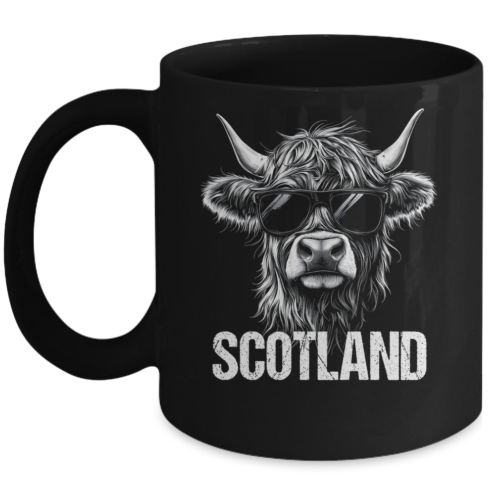 Cool Highland Cow Scotland Travel With Sunglasses Funny Mug | siriusteestore