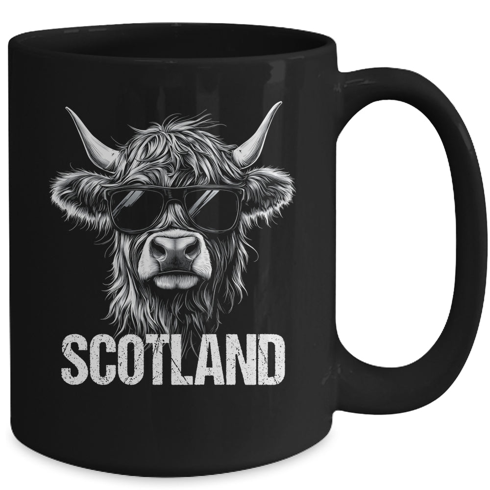 Cool Highland Cow Scotland Travel With Sunglasses Funny Mug | siriusteestore