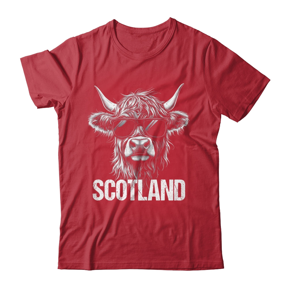 Cool Highland Cow Scotland Travel With Sunglasses Funny Shirt & Hoodie | siriusteestore