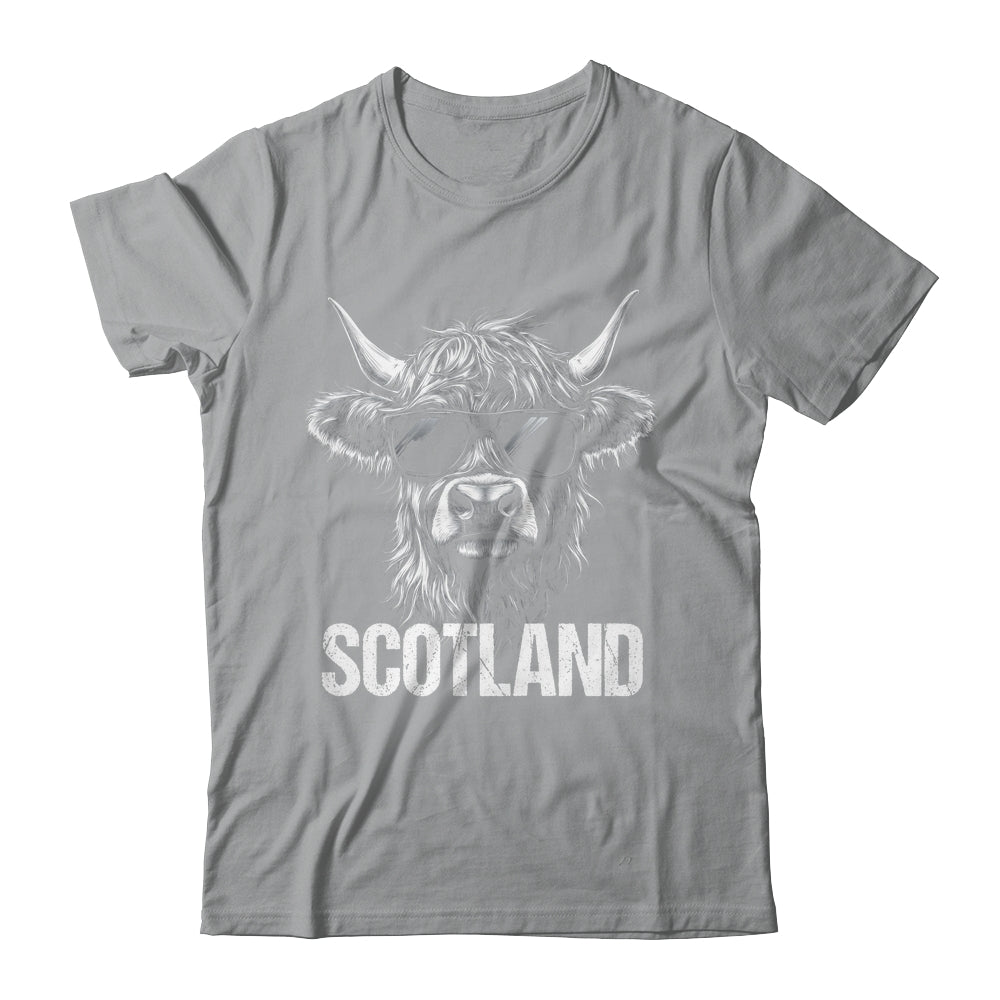 Cool Highland Cow Scotland Travel With Sunglasses Funny Shirt & Hoodie | siriusteestore