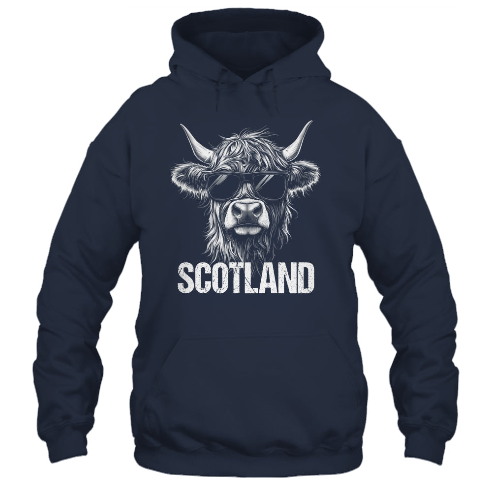 Cool Highland Cow Scotland Travel With Sunglasses Funny Shirt & Hoodie | siriusteestore