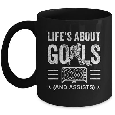 Cool Ice Hockey For Men Life's About Goals Goalie Sports Mug | siriusteestore