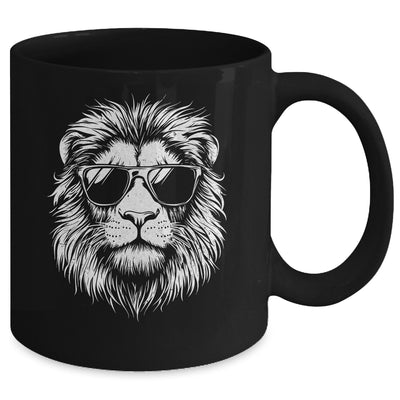 Cool Lion Wearing Sunglasses Graphic Art Leo Design Mug | siriusteestore