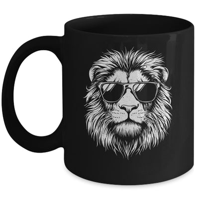 Cool Lion Wearing Sunglasses Graphic Art Leo Design Mug | siriusteestore