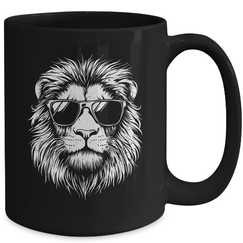 Cool Lion Wearing Sunglasses Graphic Art Leo Design Mug | siriusteestore