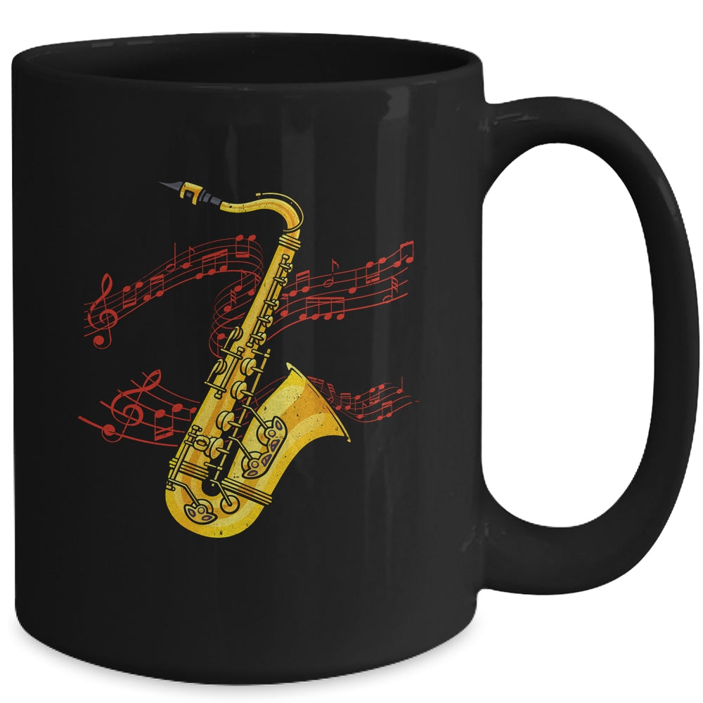 Cool Saxophone For Men Women Jazz Music Notes Musician Sax Mug | siriusteestore