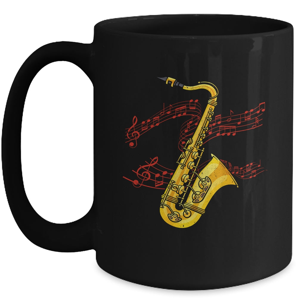 Cool Saxophone For Men Women Jazz Music Notes Musician Sax Mug | siriusteestore