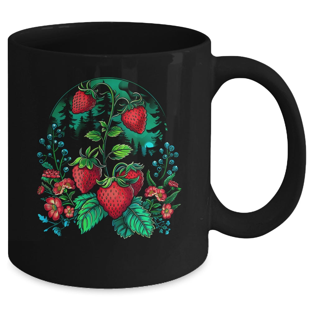 Cool Strawberry Plants By Night For Strawberries Lovers Mug | siriusteestore