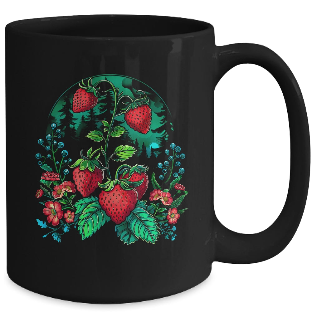 Cool Strawberry Plants By Night For Strawberries Lovers Mug | siriusteestore